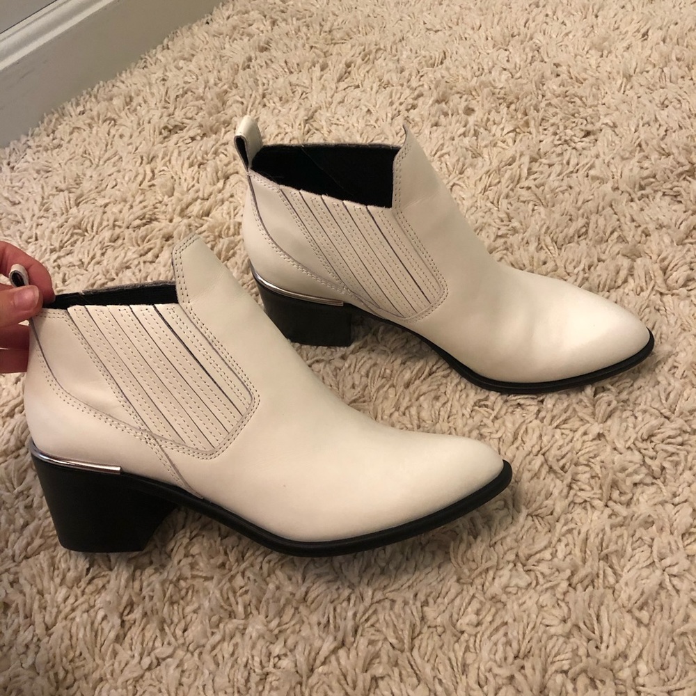 Dolce Vita white leather booties